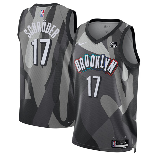 Men's Brooklyn Nets #17 Dennis Schröder Black 2024/25 City Edition Stitched Basketball Jersey